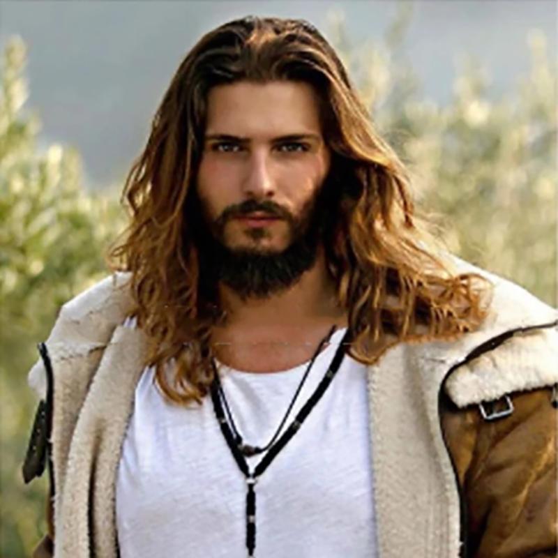 

Коричневые парики для мужчин Синтетический парик Волнистый парик со средним пробором Длинный Омбре Темно-коричневый Синтетические волосы Парики для Хэллоуина Косплей brown-22inches