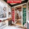 2D Flat - 2pcs 2D Flat Spanish Merry Christmas Theme 30.48X179.83 cm Polyester Door Couplets, Classic Christmas Element Design, Suitable for Outdoor A