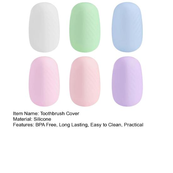 6Pcs Silicone Toothbrush Covers BPA-Free Compact Reusable Universal Simple Installation Tooth Brush Cover Caps