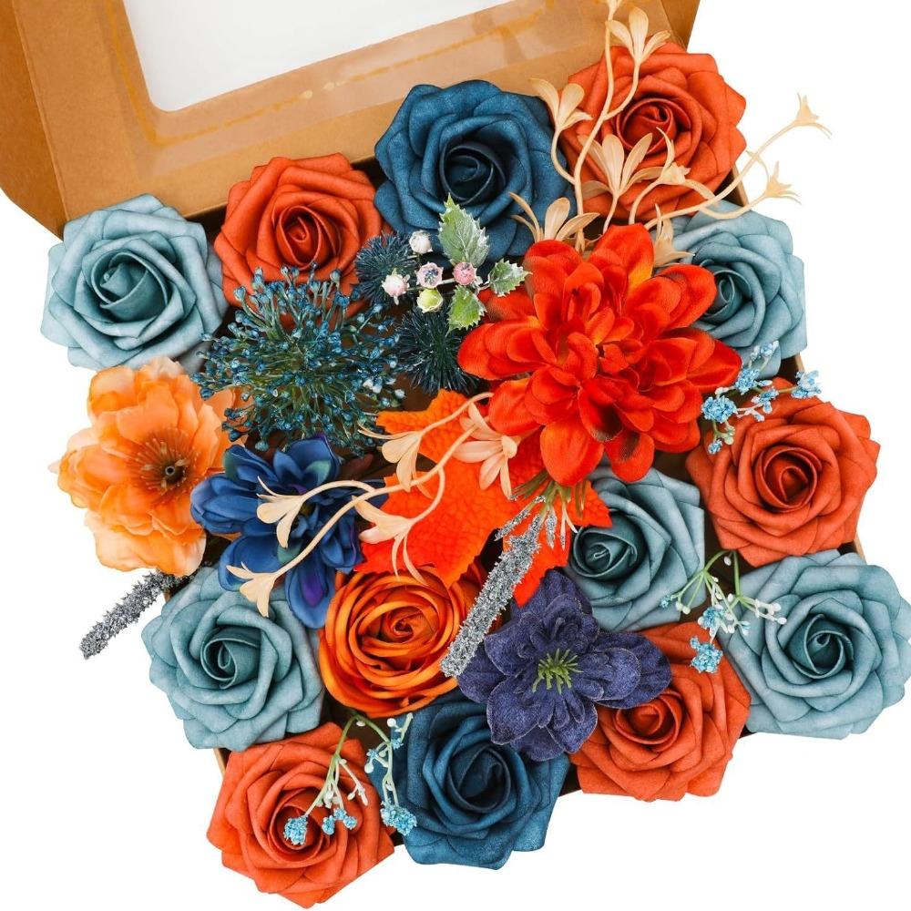 

Pink rose artificial flower combination box set, bride bouquet, outdoor/indoor DIY center piece, flowers for decoration