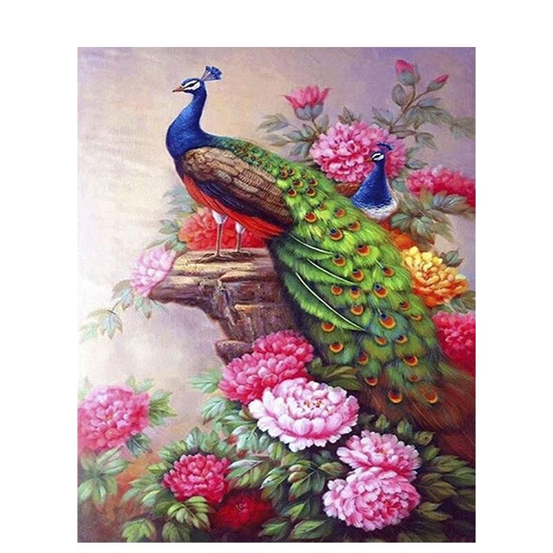 

5D Полный Круглый Алмазная Картина Зеленый Павлин Вышивка Крестом Животных Домашний Декор Мозаика Подарок Full Round 20x30CM