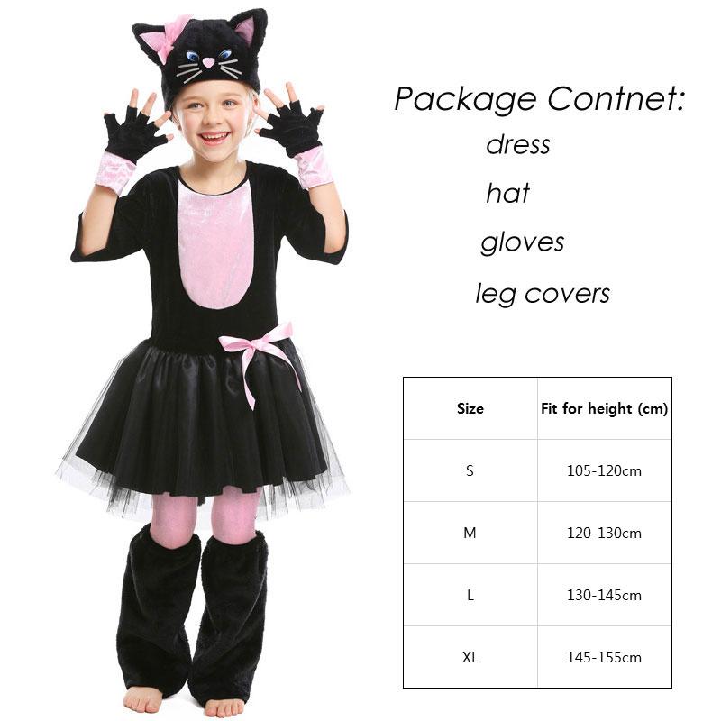 

Umorden Cutie Pink Black Cat Kitten Kitty Costumes for Girls Child Fancy Halloween Carnival Party New Year Dress Up L