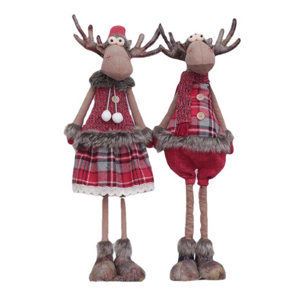 Christmas Ornaments Xmas Long Stretchable Leg Reindeer Plush for Doll Gifts