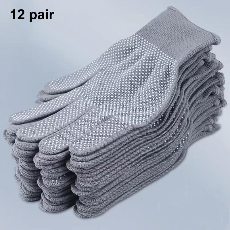 

12Pair Breathable Nylon Gloves Non-slip Work Gloves For Cycling Fishing Camping Unisex Work Protection Labor Protection Gloves