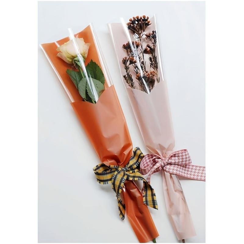 [Tulip Gift Bags] 50pcs Tulip Flower Gift Bags, Polypropylene Floral Packaging, Assorted Transparent For Valentine's Day, Weddings, and Events