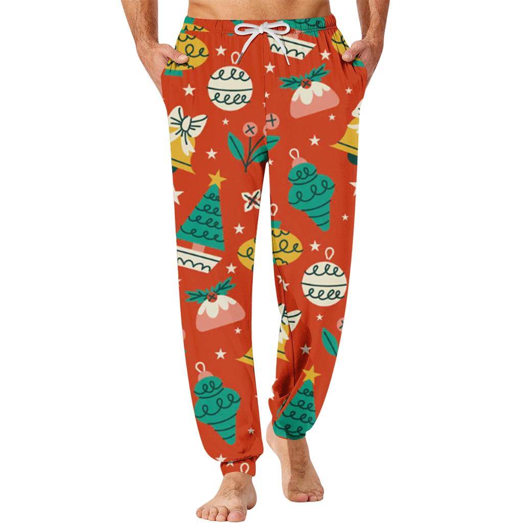 Men's Christmas Print Sleep Pants for Fall and Winter Comfort Wear