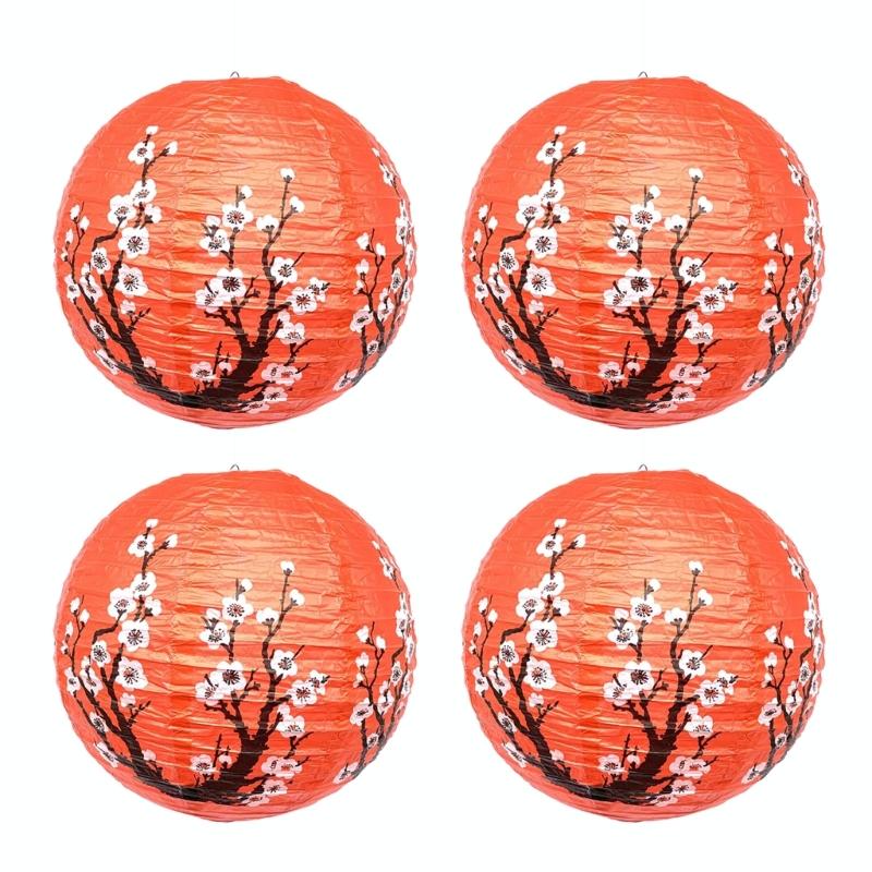 Set of 4 Cherries Blossom Patterned Light Beautiful Cherries Blossom Light Hangings Indoor Outdoors Party Decoration 1 красный