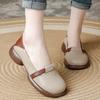 Genuine Leather Women's Shoes Low Heeled Retro Cowhide Single Shoes Women Shallow Mouth Loafers Ladies Casual Comfortable Shoes