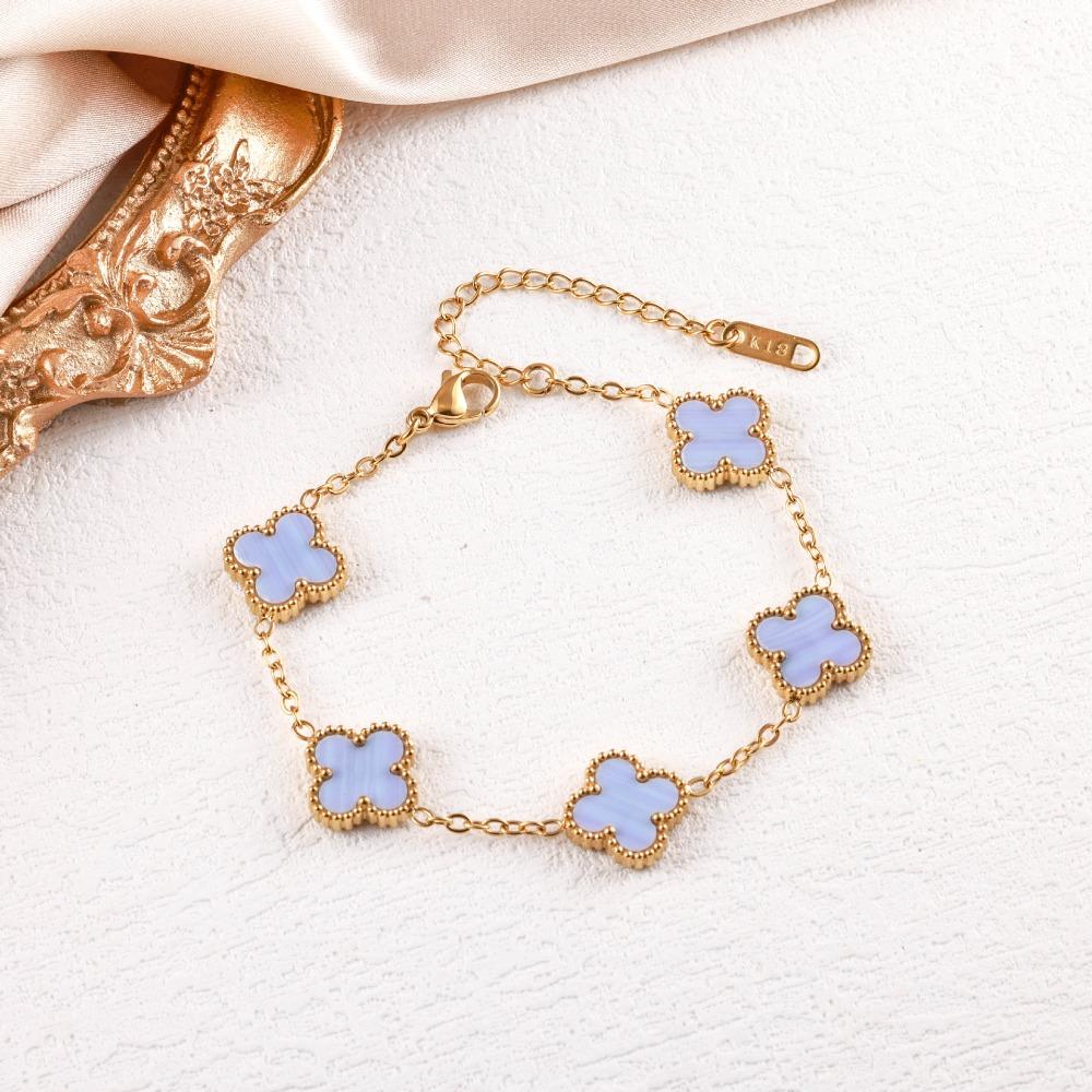 High-quality 13mm Four-leaf Clover Shell Bracelet Colorfast Plating Women's Bangle
