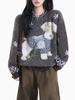 Unisex Retro Cartoon Embroidered Thick Fair Isle Sweater for 2026 - Puppy Mink Jacquard Design