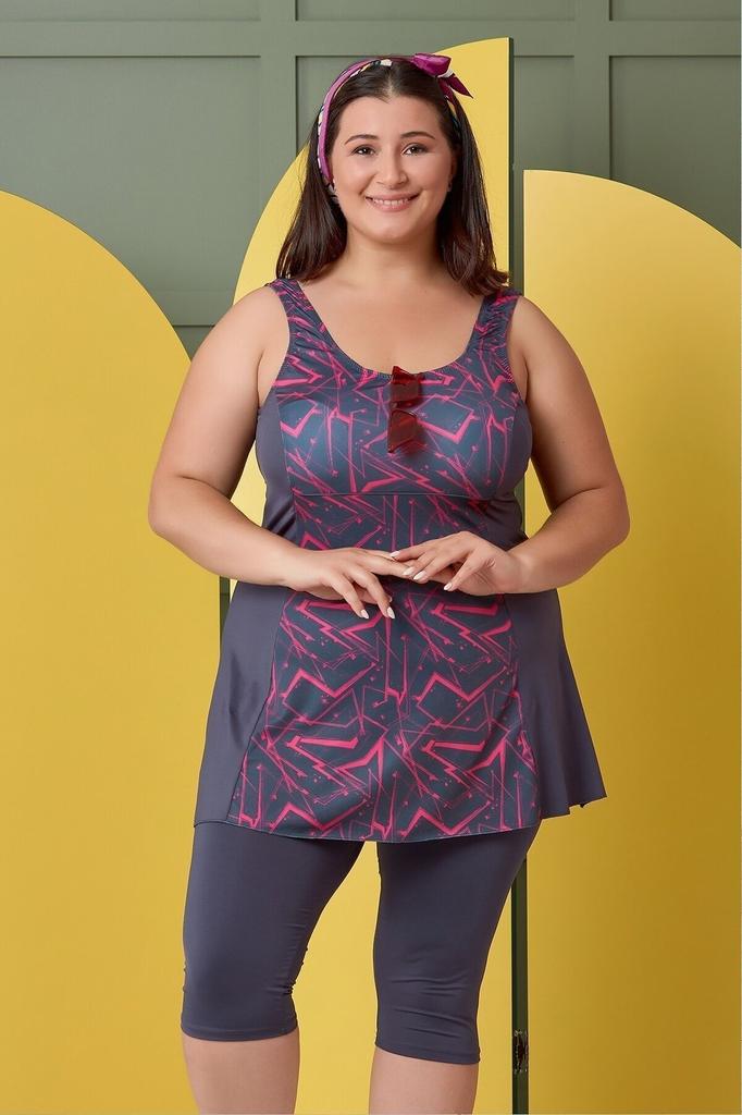 Women's Style Big Size Swimsuit Plus Size Patterned Leggings With Shorts