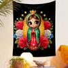 Cute Virgin Mary with Roses Artwork Patterned Tapestry Decorative Wall Hanging, Home Bedroom Living Room Decor