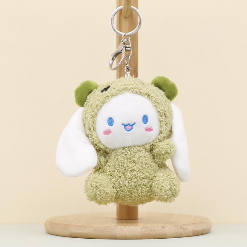 Adorable Plush Toy Cinnamon Dog Keychain Soft Pp Cotton Stuffed Animal In Pink