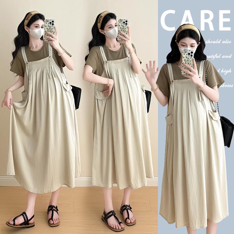 2026 Chic Faux Two-Piece Loose Casual Slimming Maternity Dress