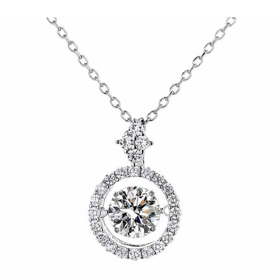 Women Necklace Rhinestone Round Pendant Necklace Sparkling Jewelry Anniversary Gift for Wife Girlfriend Mother