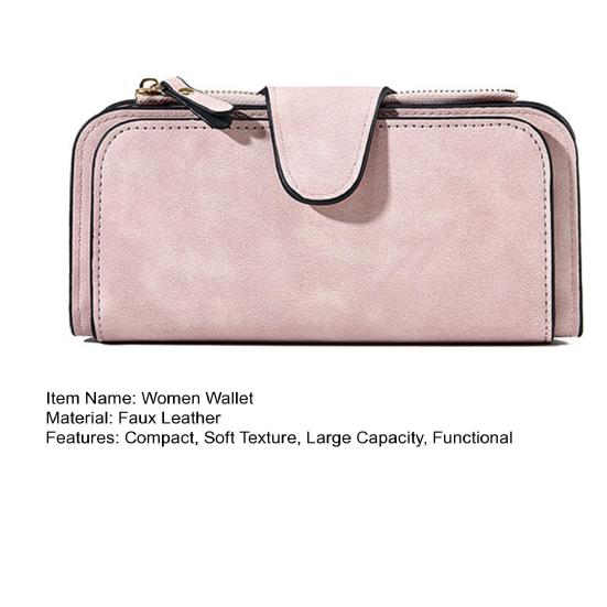Women Long Wallet Large Capacity Card Holder Trifold Clutch Purse with Zipper Pocket 16 Card Slots ID Windows for Dates Work Party
