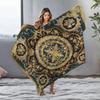 Velvet Floral Baroque Damask Throw Blanket Luxury Gold Embroidery Sofa Bed Decorative Cushion Cover Home Textile