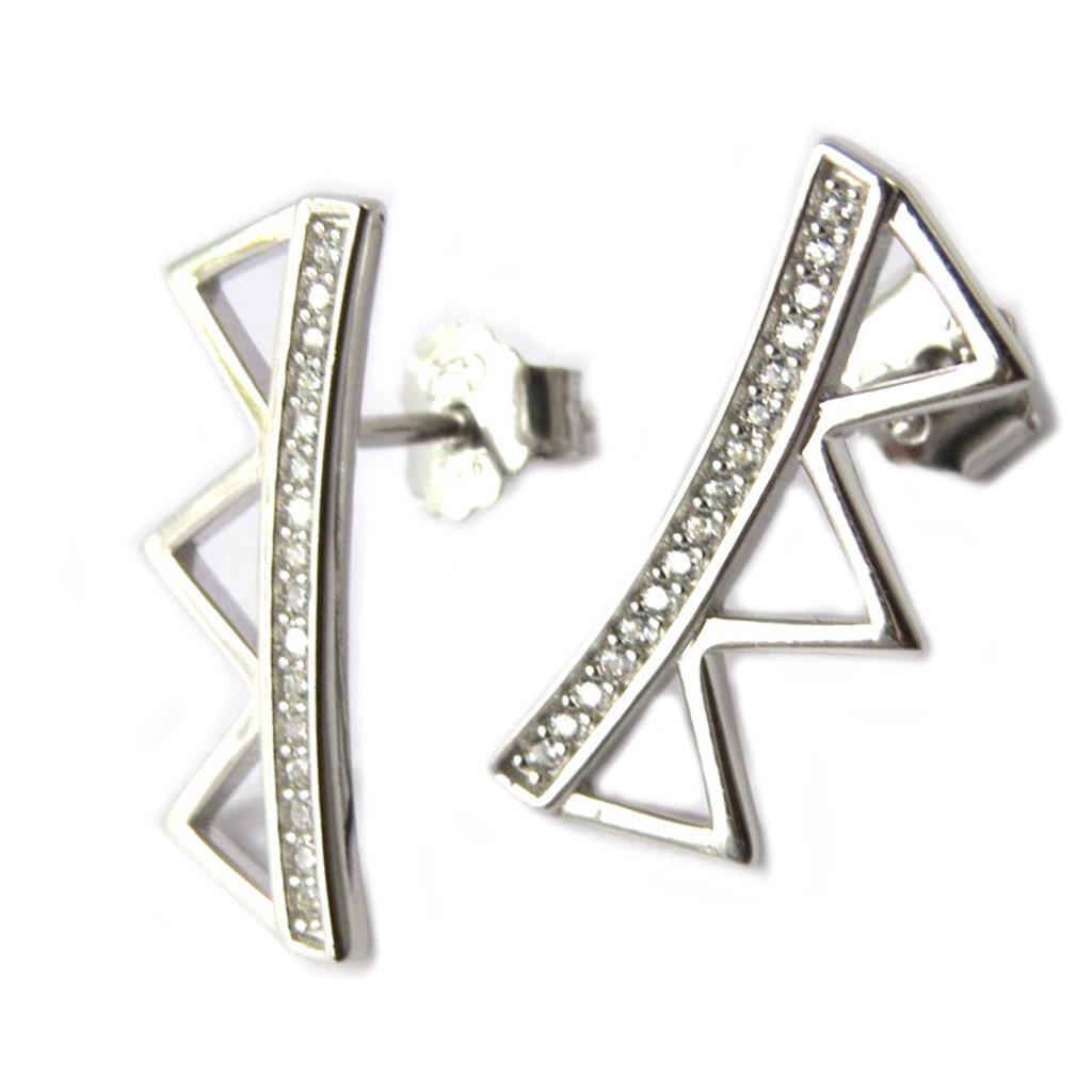 Les Trésors De Lily [P1224] - Silver Earrings 'Triangles' Silver White (rhodium Plated) - 20x7 Mm