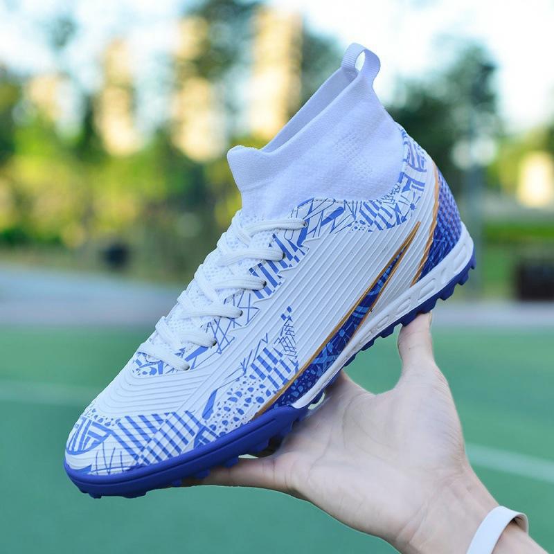New Football Shoes Men's and Women's High-top Children's Artificial Grass Long Nails Broken Nails Student Game Training Sports Shoes