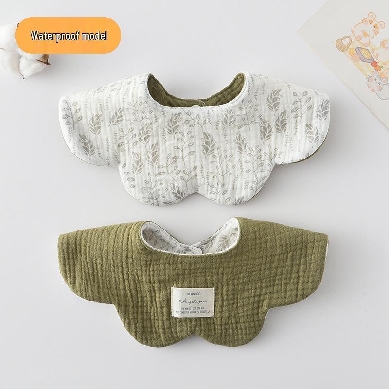 Dwustronny, wodoodporny śliniaczek dla niemowląt w stylu koreańskim z płatkami, wykonany w 100% z gazy bawełnianej