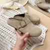 Bamuxiu early spring thick bottom new ugly cute big head half slippers women's anti-velvet bag head drag casual slippers