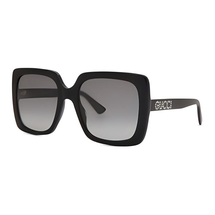 GUCCI Diamond-set logo square-frame sunglasses with plate frame women's black and gray