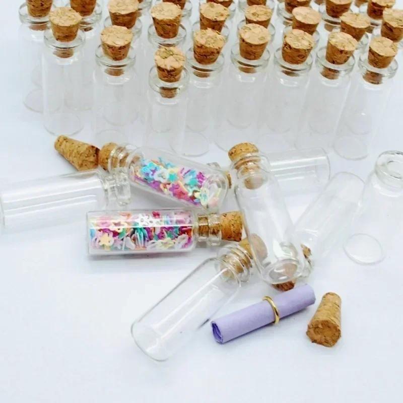 5Pcs Creative Design Mini Clear Crystal Jars Lovely Cork Stoppers Glass Bottles Suitable Candles Essential Oils Decor DIY Craft