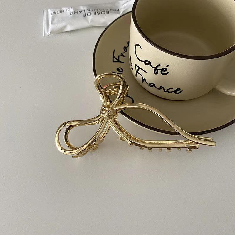 Silver Textured Metal Shark Hair Claw - Women's Stylish Updo Clip Accessory