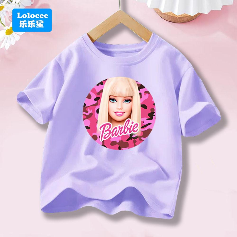 Cartoon T-shirt Girl's Letter Top Round Neck Short Sleeve Printed Summer Clothing Anime Children's T-shirt