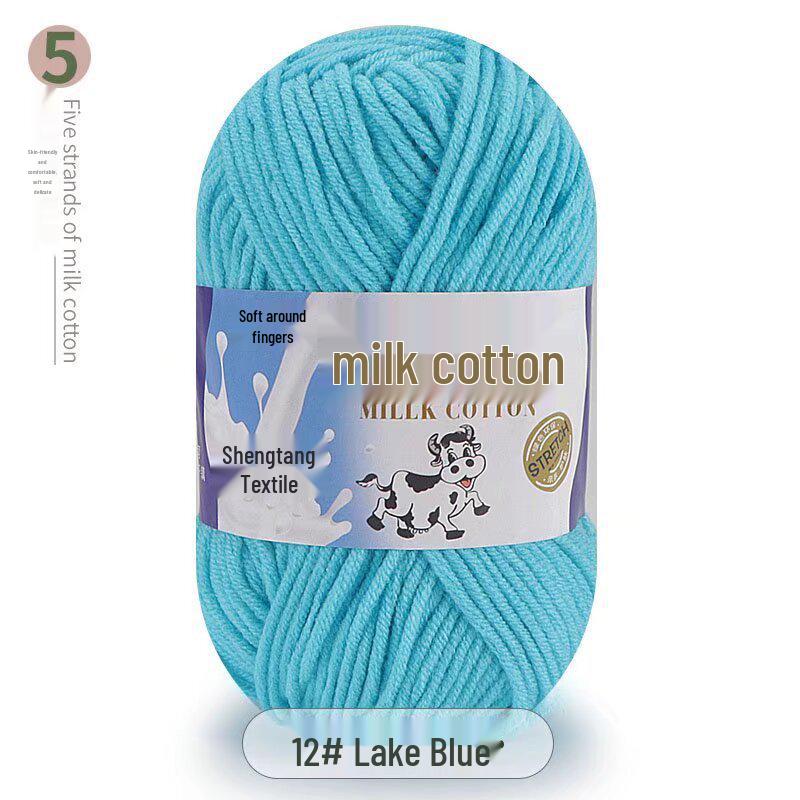 Five-Strand Milk Cotton Yarn for Crochet: Medium-Thick, Hand-Knitted DIY Kit for Dolls, Shoes, Scarves.