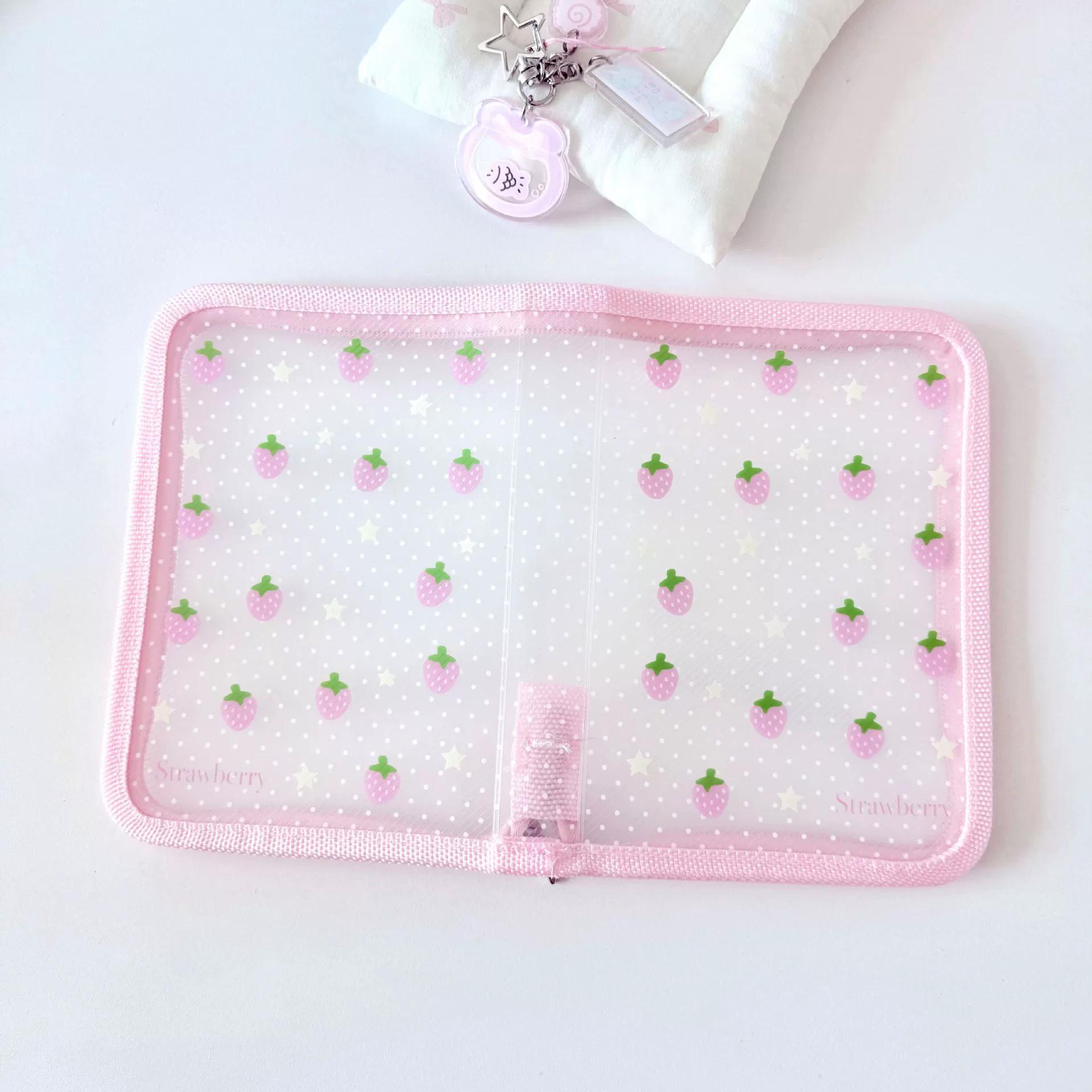 

Portable A6 Diagonal Transparent Storage Bag Small Card Sticker Handheld Account Large Capacity Storage Bag 1pcs рожевий