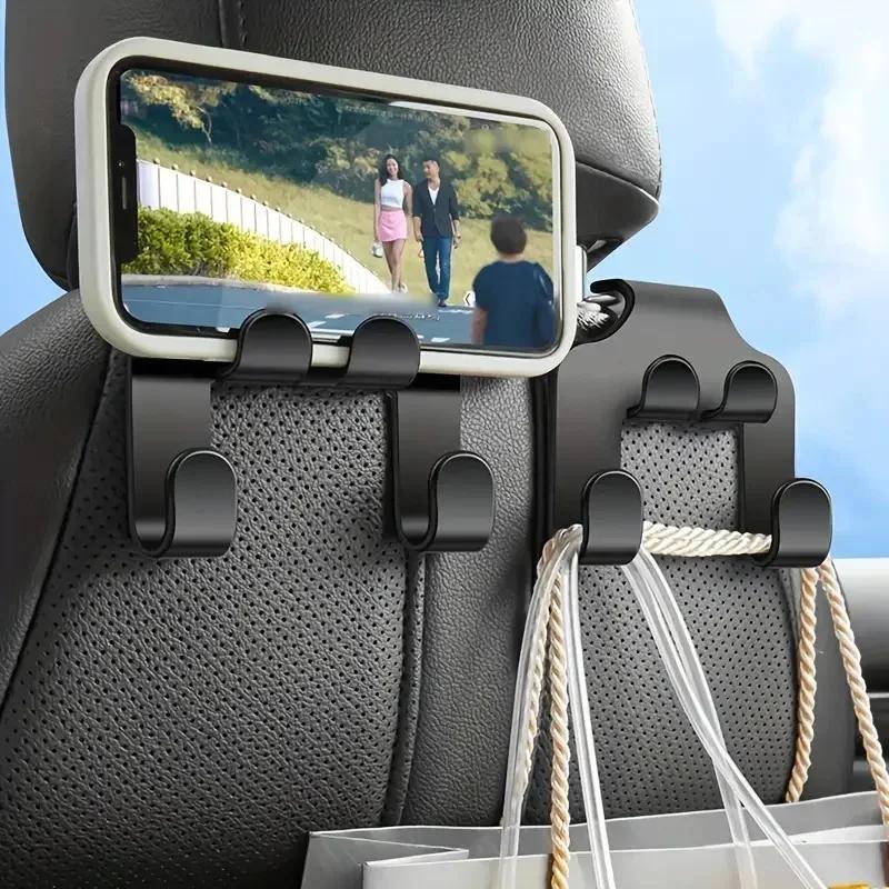 Mobile Phone Holder Car Back Seat Hook Hanging Storage Lazy Rear Seat Phone Stand Headrest Bracket For iPhone Samsung All Phone