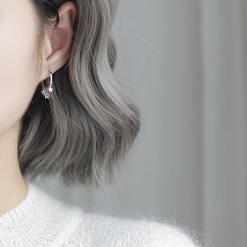 Silver Star Earrings Female Temperament Korean Personality Earrings Gift