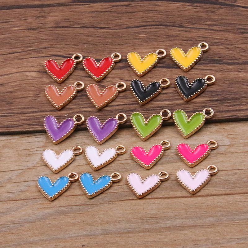 

Мини-подвеска-сердечко с эмалью, 10 цветов (13x13mm) - Шарм KC Gold для украшений, сумок и нейл-арта розовый