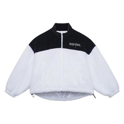 Li Ning Badfive Color Block Merklogo Geborduurde Lamsvacht Losse Open Cardigan Lange Mouw Sportjack Dames Bovenkleding Wit AFDSA74-3