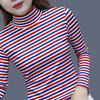 Großgröße Gestreifter Rollkragenpullover Dünnes Oberteil in Großgröße Langärmeliges Oberteil für Damen Mutter Sommer Locker und Vielseitig Unterziehshirt