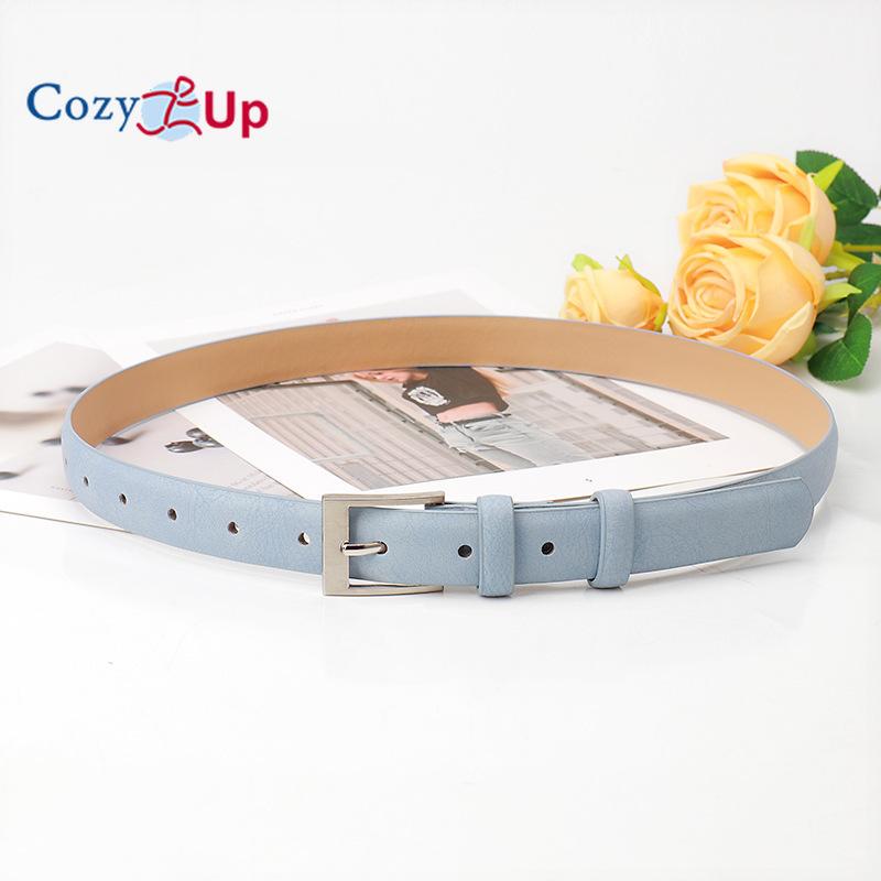 

Двусторонний ремень для женщин, кожаные ремни для джинсов, брюк, модные женские платья, пояс с отделкой для подгонки 103x2.4cm синий