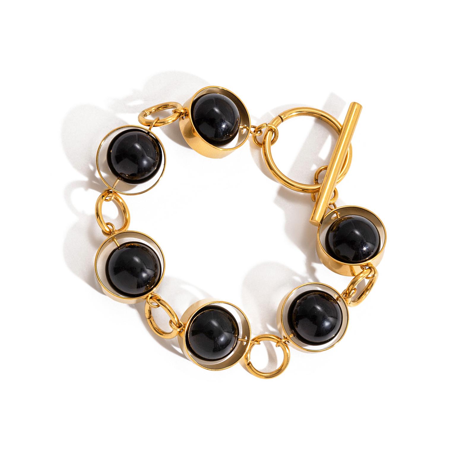 

Minimalist Rotating Glass Bead Chain Bracelet Secure OT Fastening Stainless Steel Construction Trendy Unisex Wrist Accessory 1