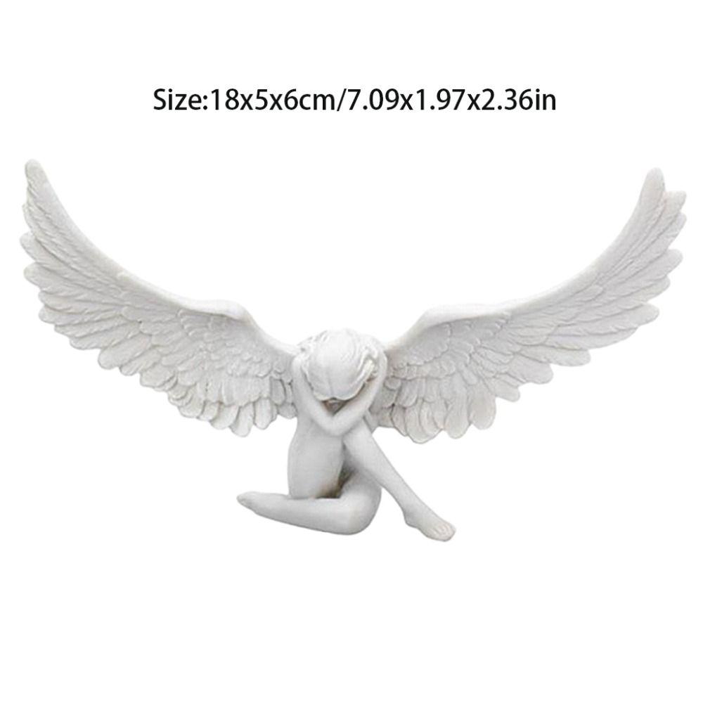 Modern Embrace White Angel Bookcase Figurine Garden Ornaments Resin Crafts Angel Wing Statue