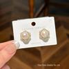 Elegant Retro Freshwater Pearl & Diamond Stud Earrings with S925 Silver Needles