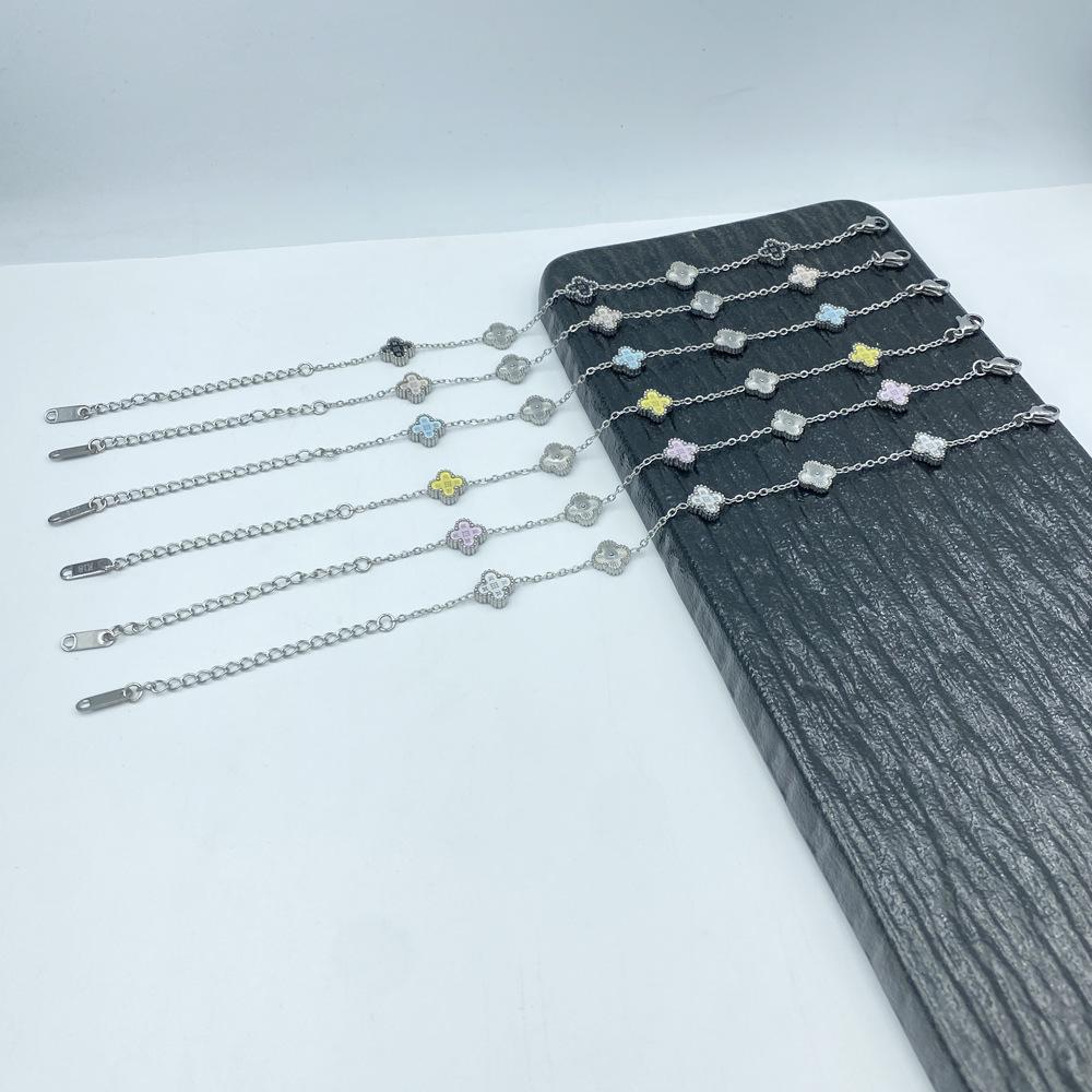 9MM Titanium Steel Clover Between Batch Flower 5 Flower Bracelet Star Pattern Lucky Clover Bracelet
