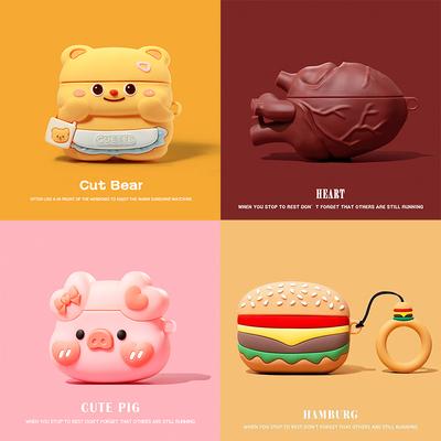 Süße Bären-Hamburger-Kopfhörerhülle für AirPods 4 Hülle 2024 Kabellose Kopfhörer Silikonhülle für AirPods Pro 2 Ladebox