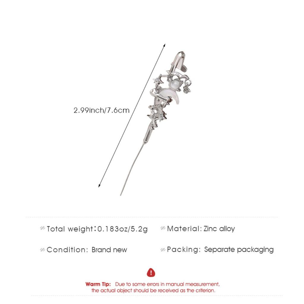 Star Moon Thorn Branch Non Piercing Ear Cuff Gothic Women Ear Jewelry