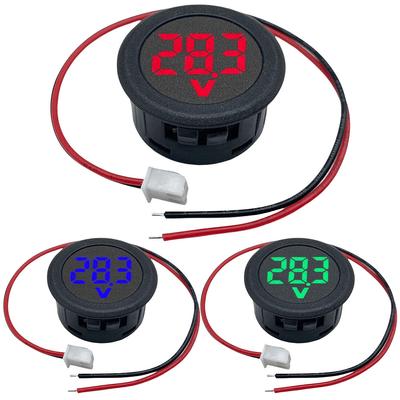 DC 4-100V DC Digital Voltmeter Head Programmable LED Digital Display Round Voltmeter Head Voltage Meters Voltage Measuring Tool