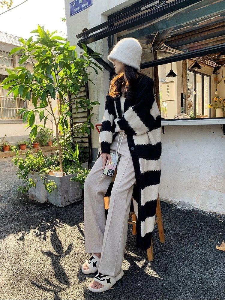 Women's Gray Herringbone Wool Pants, Autumn Winter, Plus Velvet, Narrow Wide-Leg Style, 2025.