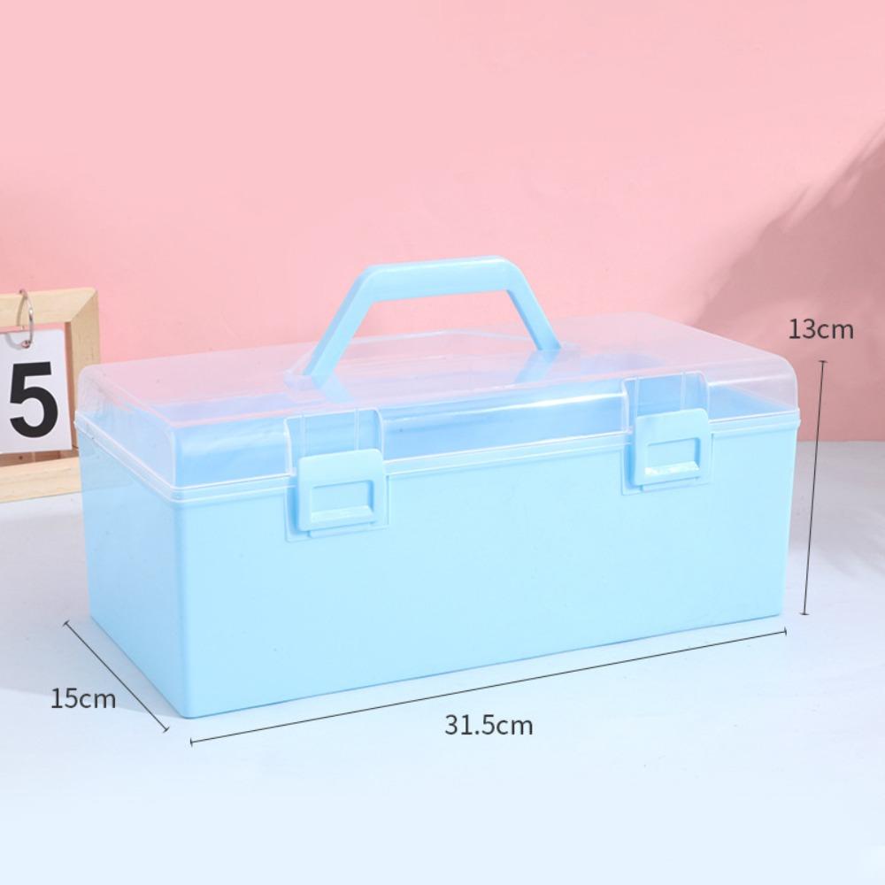 Plastic Clear Storage Box Clear Desktop Organizer Marker Pen Storage Holder with Handle Calligraphy Toolbox Stationery Storage