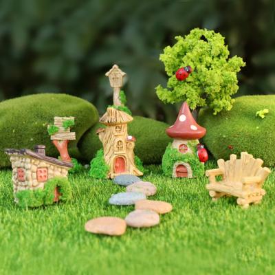 Mini Cartoon Haus Figur Miniatur Straßenschild Stuhl Stein Briefkasten Pilz Statue Haus Mikro Landschaft Fee Garten Dekoration