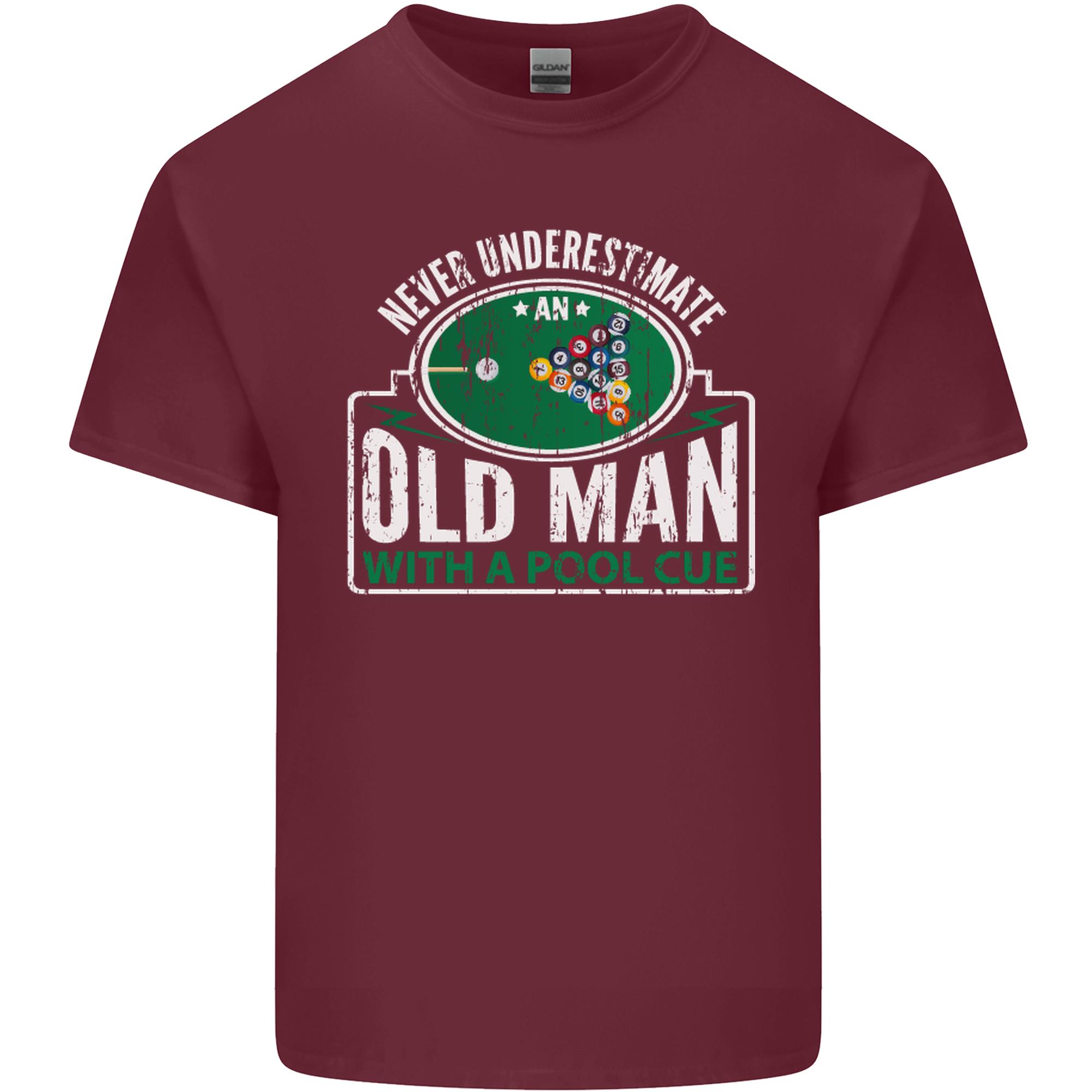 An Old Unisex With a Pool Cue Player Funny Unisexs Light Cotton TShirt S