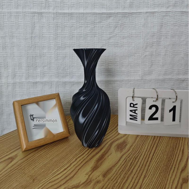 Minimalist Nordic 3D-Printed Twisted Abstract Floral Vase