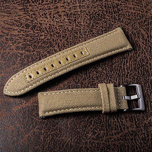 Hemsut 20mm Watch Band for Men, Military Canvas Watch Band, Quick Release Watch Strap, Fabric Sports Replacement
